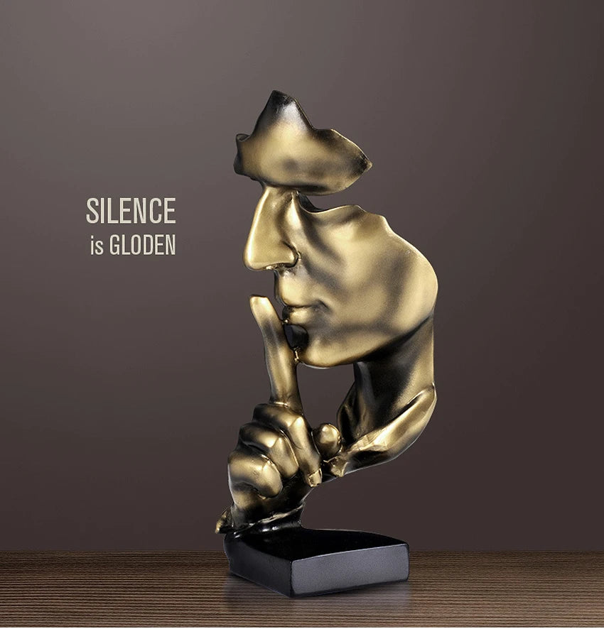 Escultura da estátua do pensador O silêncio é ouro