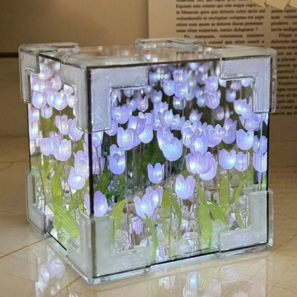 Luz noturna com espelho cubo de Rubik Tulip Sea