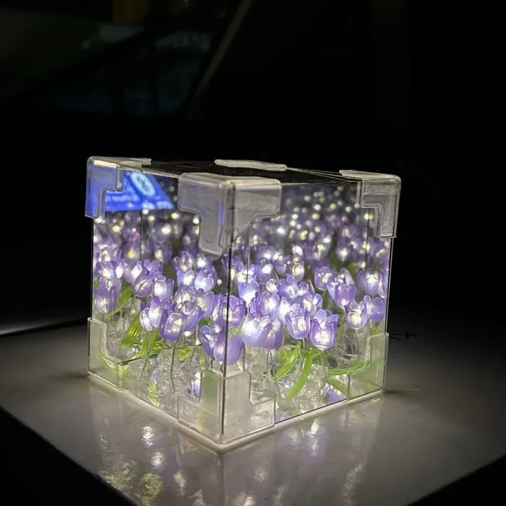 Luz noturna com espelho cubo de Rubik Tulip Sea
