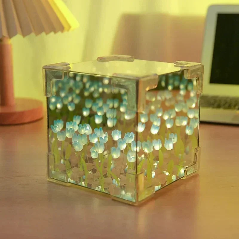 Luz noturna com espelho cubo de Rubik Tulip Sea